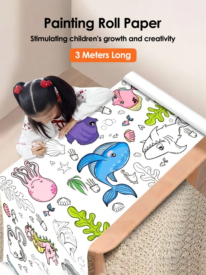 Deti kreslenie roll diy lepkavé farebné náplň papier sfarbenie papiera