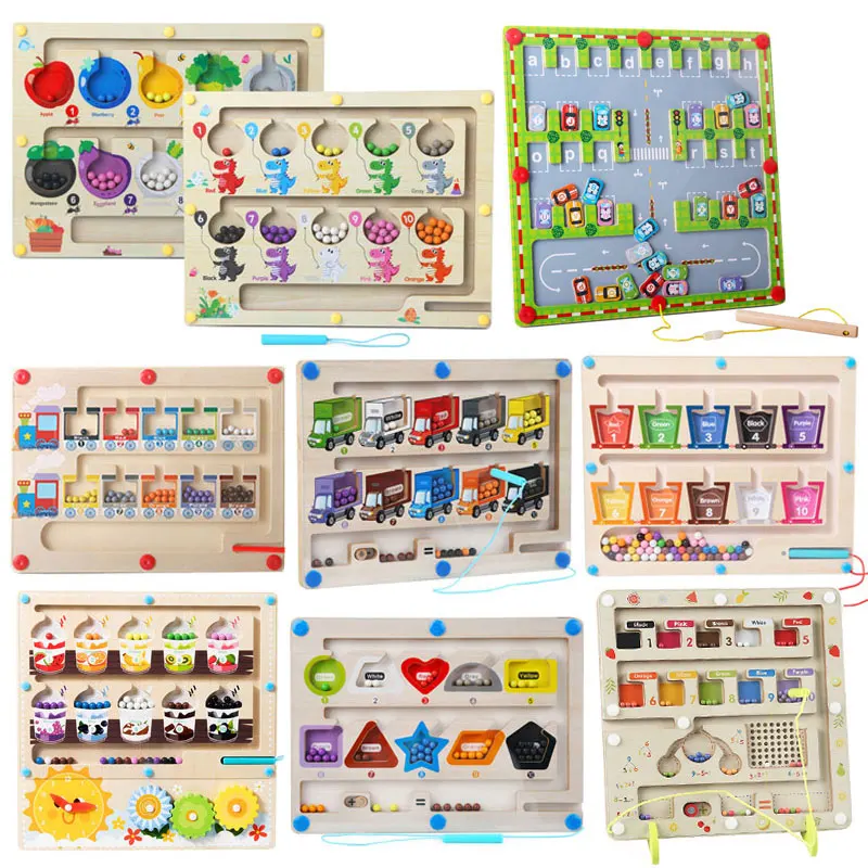 Deti Magnetické bludisko Rokovanie hry Montessori Farba Zodpovedajúca vzdelávacia hračka Fine Motor Training Pen Sensory Play