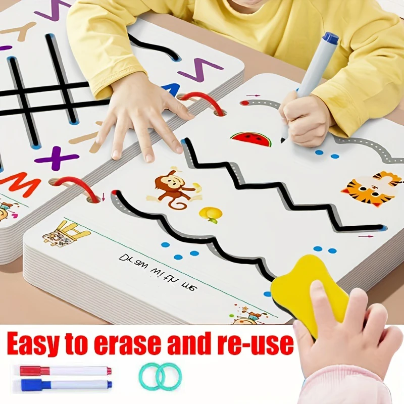 Deti Montessori kreslenie hračiek opakovane použiteľné magické deti prax Copybook Control Training Book Magical Tracing Workbook