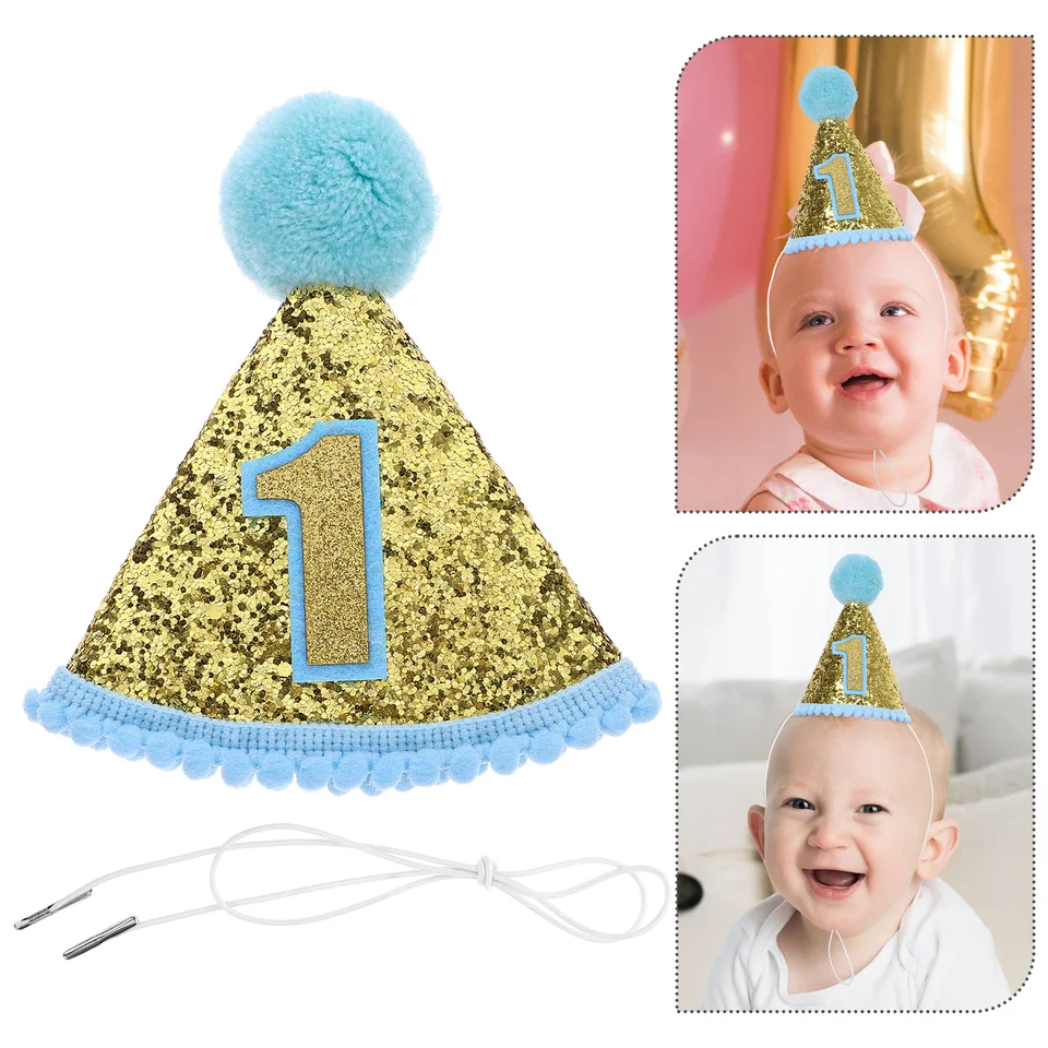 Deti narodeniny Goldendoodle Ornament Cone Hat Party Decorácie iskry trblietavý koláč