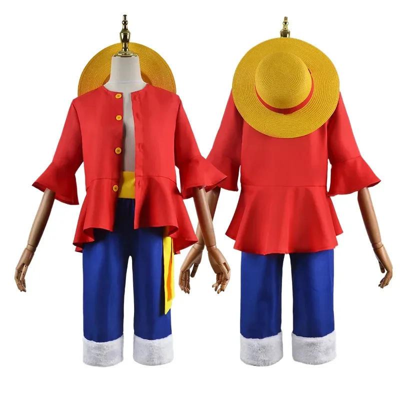 Deti pre dospelých anime liffy cosplay kostým so slameným klobúkom pre chlapcov Halloween Karneval Uniformné kabáty Panty Belt Full Sets Up