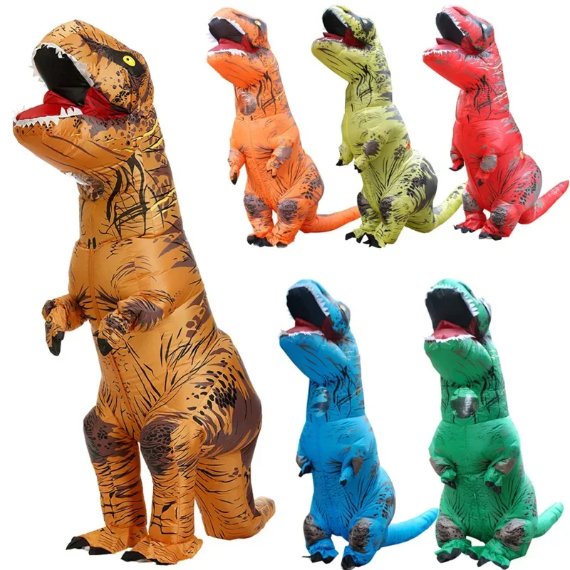 Deti pre dospelých dinosaurus nafukovacie kostýmy cosplay t-rex anime karikatúry obleky obleky halloween kostým pre muža žena M70