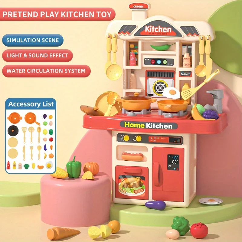 Deti realistické simulácia kuchyňa Play Cooking Hračky Set simulačný stôl Stolové náčinie Svetlý zvukový darček pre dievčatá chlapci starne nad 3