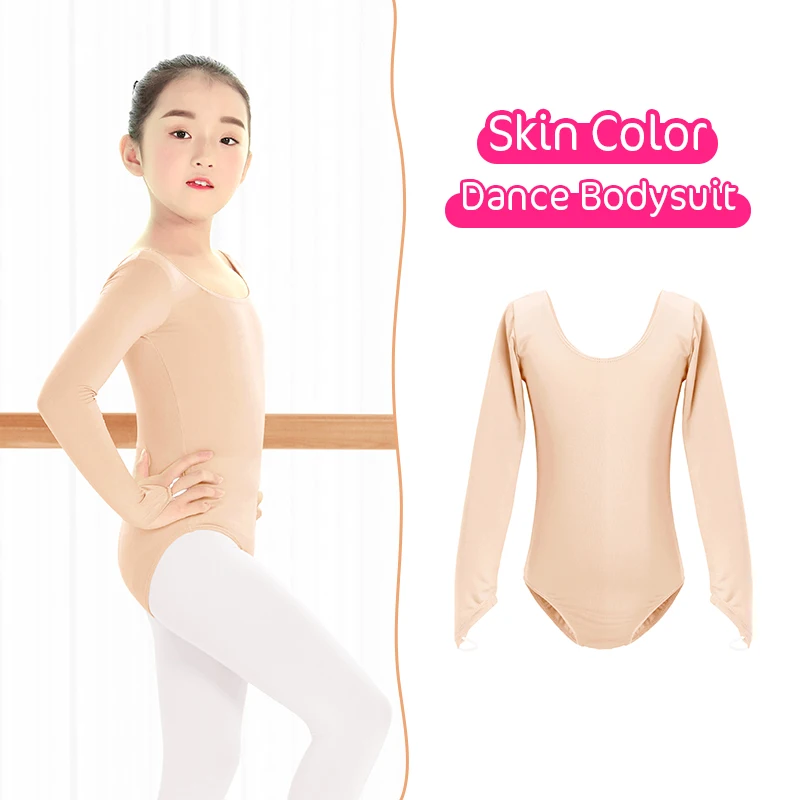 Deti s dlhým rukávom nahý trikot pre deti gymnastika /baletný tanec trikot dievčatá mäsové spodné prádlo koža High Elastic Bodysuit