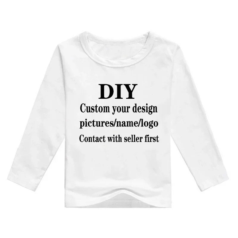 Deti s dlhým rukávom tričko dieťa vlastné vlastné dizajnérske tričko Chlapci/dievčatá DIY oblečenie, obe strany