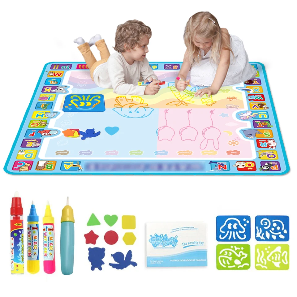 Deti sfarbenie Doodle Mat Magic Water Drawing Mat s kúzlami Pens Montessori Hračky maľovacie dosky Vzdelávacie hračky pre deti