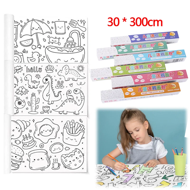 Deti sfarbenie papiera Graffiti Scroll Drawing Roll DIY lepkavé farebné výplňové papiere včasné vzdelávacie montessori darčekové hračky