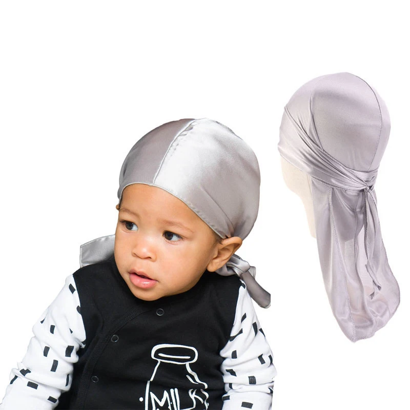 Deti Silky Durag Boy's Dlhodobý pirátový čiapka hip-hop čiapka Bandana Turban Headar Headar Detins Kairové doplnky Nová móda