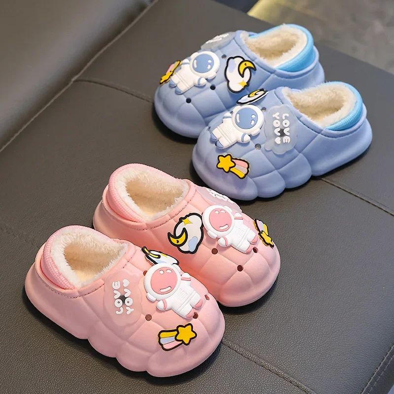 Deti teplé bavlnené papuče Kids Outdoor Fuzzy Comfort topánky mäkké spodné topánky Dievčatá Dievča