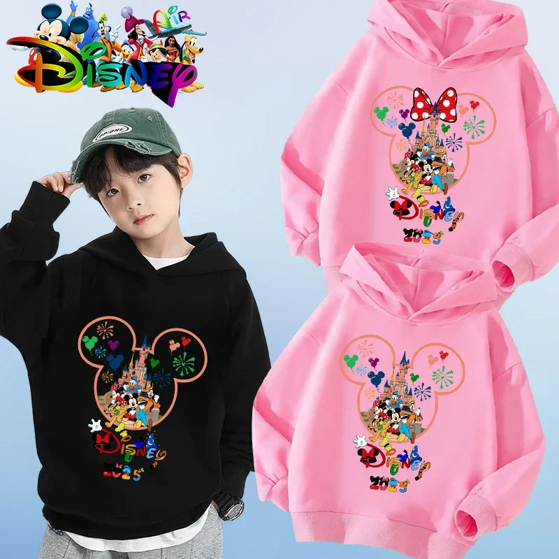 Deti top karikatúra kawaii dovolenkové oblečenie mikina Minnie Mouse Girl Boy Disney móda Disneyland Trip karikatúry 2025 Disney