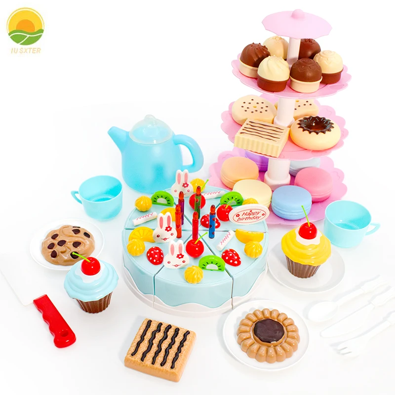 Deti torta hračky DIY Miniatúrna simulácia jedla Čaj Čas predstierajte kuchyň