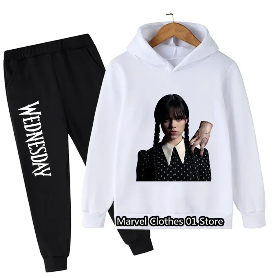 Deti v stredu Addams Family Clothing Autumn Boys Dievčatá oblečenie detské mikiny 2ks set batoľa neformálne trať