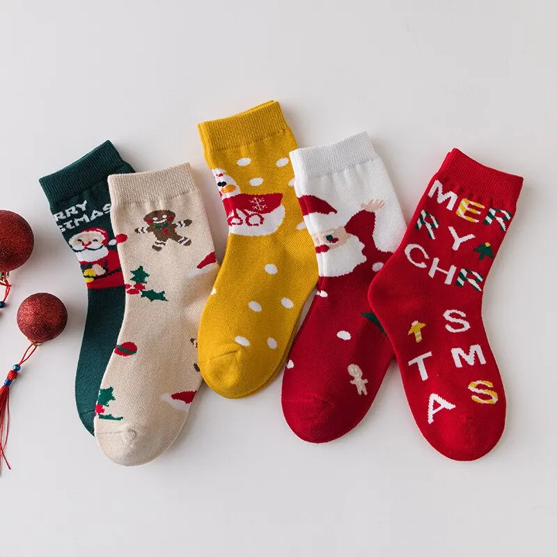 Deti vianočné ponožky pre 1-10-ročný detský krátky ponožky Dievčatá chlapci zimné teplé bavlnené batoľa Nový rok darček santa claus ponožky