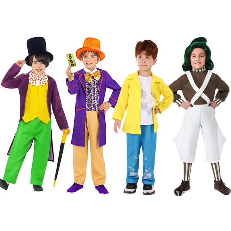 Deti Willy Charlie Cosplay kostým uniforma čokoládovej továrne detská rola hra