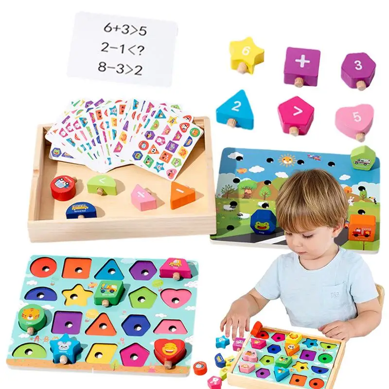 Deti číslo hádanky drevené počítanie hračiek koordinácia rúk oka drevené puzzle Montessori hračky matematické hračky pre predškolské vzdelávanie