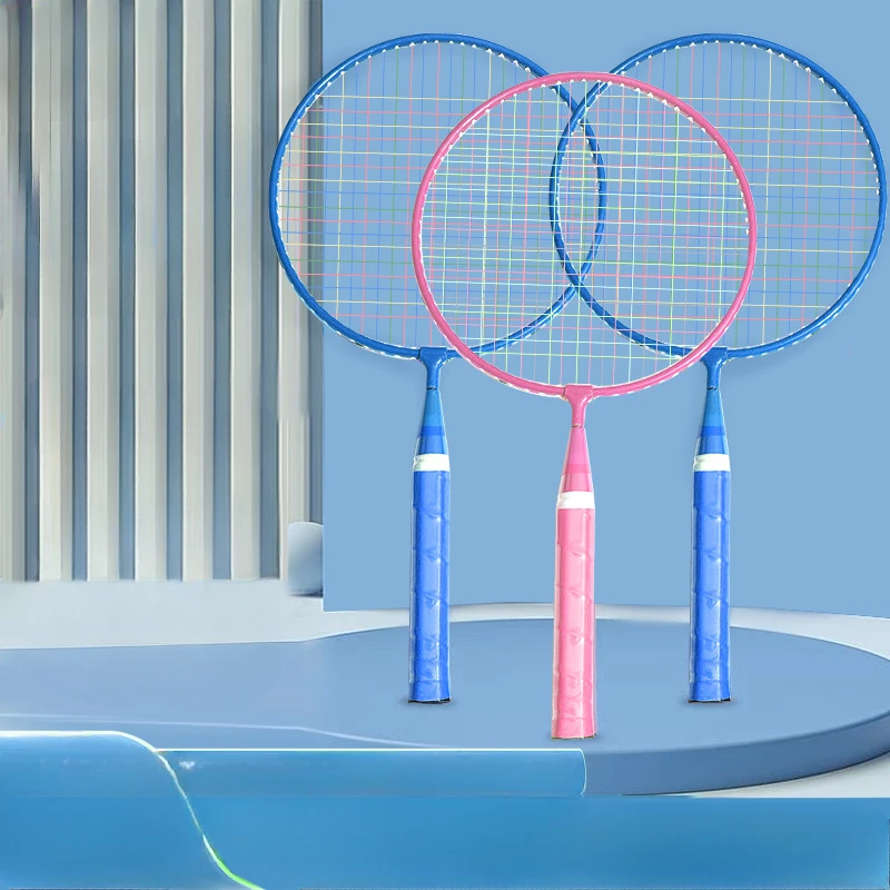 Deti ľahké badmintonové rakety Family Game Toy Iron Zliatina Dvojitá raketová súprava s nosením vrecka Športové vybavenie