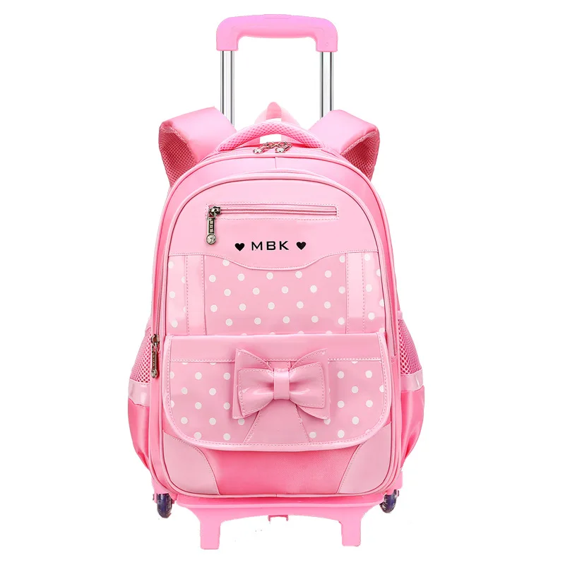 DETI ŠKOLSKÉ TASKY DETI Cestovanie batožinovej tašky TROLLEY School Backpack Girls Girls Backpack Child Book Bag 2/6 kolies Schoolbag