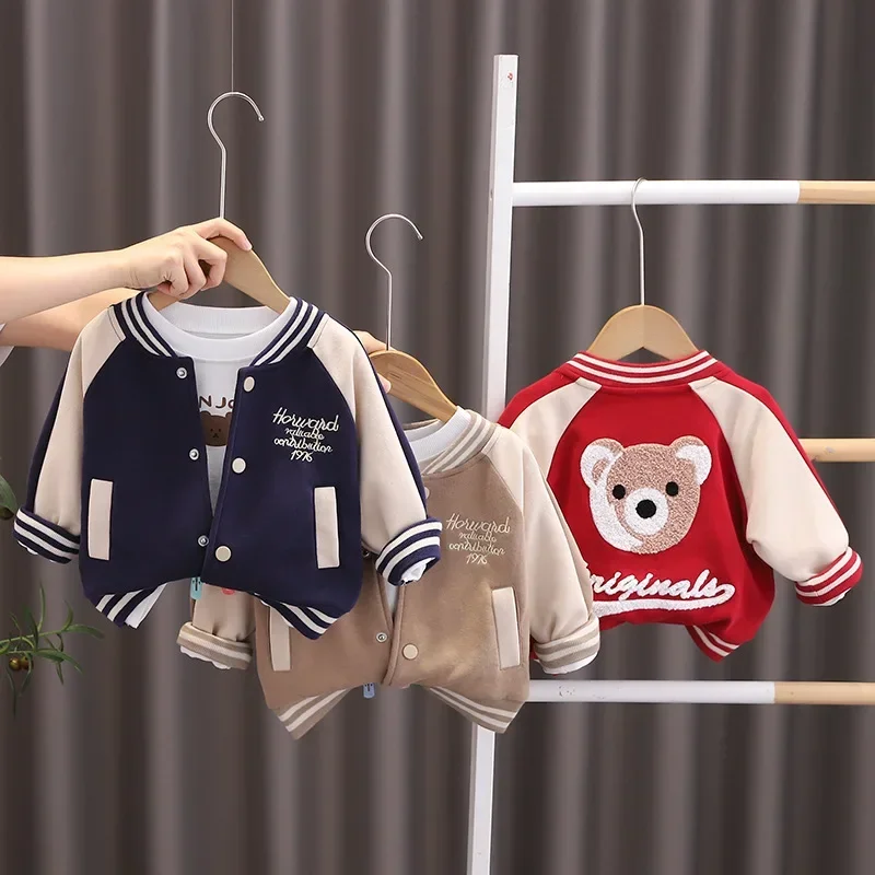 Detská bunda BUND GUNDER CARTOBY Bear Baseball Suit okrúhly krk sveter Sportswear Spring a jesenné detské oblečenie