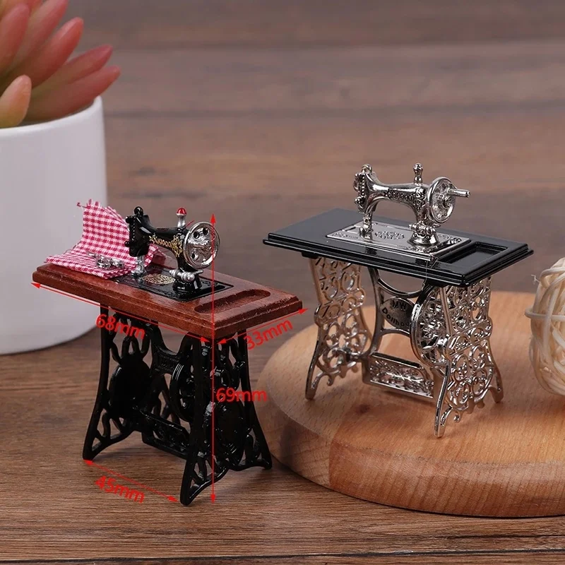 Detská bábika dekor Miniatúrny nábytok drevené šijacie prístroje pre bábiky dom pre dievčatá