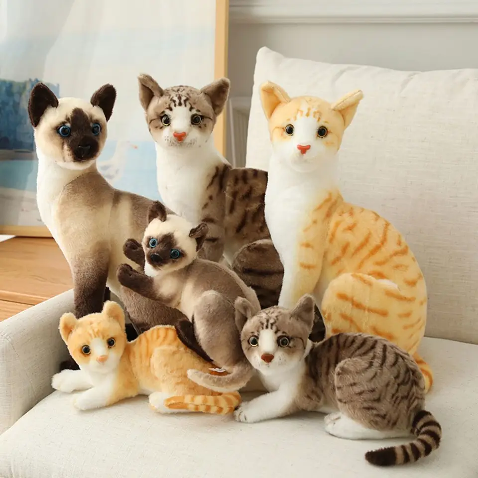 Detská darčeková simulácia vankúš American Shorthai a Siamese Cat Plyš a plnené živočíšne zvieracie domáce hračky pre deti pre deti