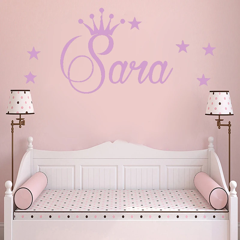 Detská detská izba Názov Customizde Vinyl Wall Sticker Personalizované DIY PVC Det Girls Girls Boys Room Decoration Art Art G1016