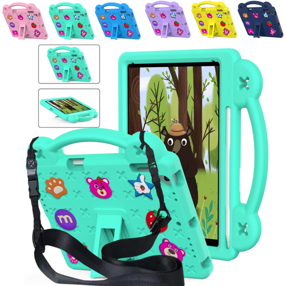 Detská eva karikatúra Design Case pre iPad 9.7 6. 5. Pro 9.7 Tablet Cover pre iPad 5 6 Air 1 2 Vstavaný stojan s ramennými popruhmi