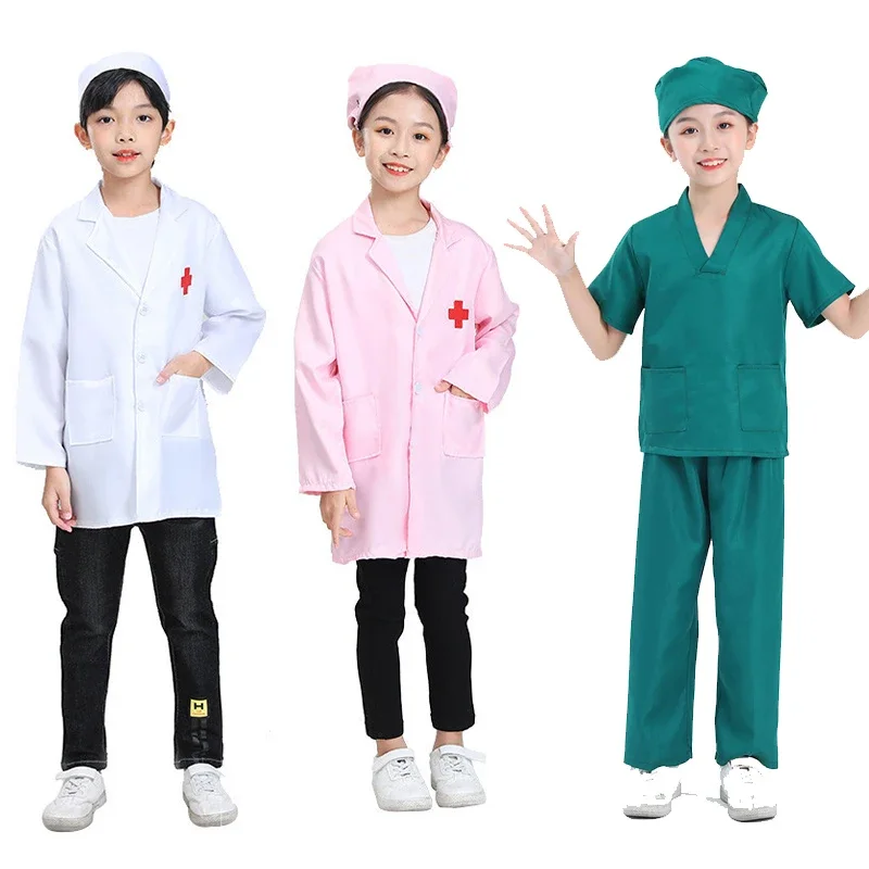Detská lekárka sestra cosplay coat chlapci lekári rola hra mi mäkké biele ružové dievčatá kabát pre detské javiskové predstavenie Cosplay