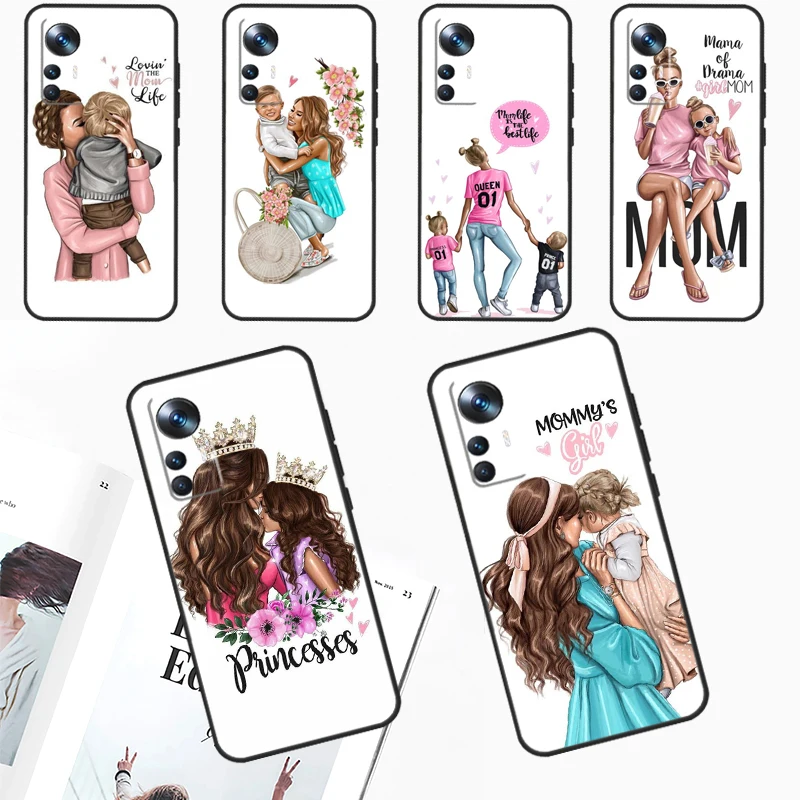Detská mama dievča kráľovná pre Poco M6 Pro X6 Pro X3 x5 F3 F5 M5S Telefónne puzdro pre Xiaomi 14 12t 11t 13t Pro 12 13 Lite