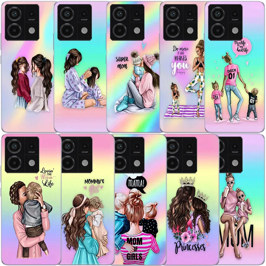 Detská mama dievča kráľovná čistý telefón puzdro pre Xiaomi Redmi Note 11 11S 11T 11E 10S 9. 9S 9T 8 8T Pro 7 K70 K60 K20 TPU Pattern Soft