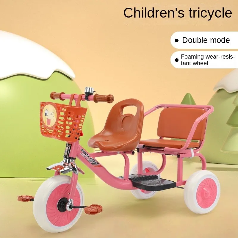 Detská materská škola Tandem Pedelec Tricy s rámom a zadným sedadlom môže byť sedieť tandemová bezpečnostná protichodná trojkoles