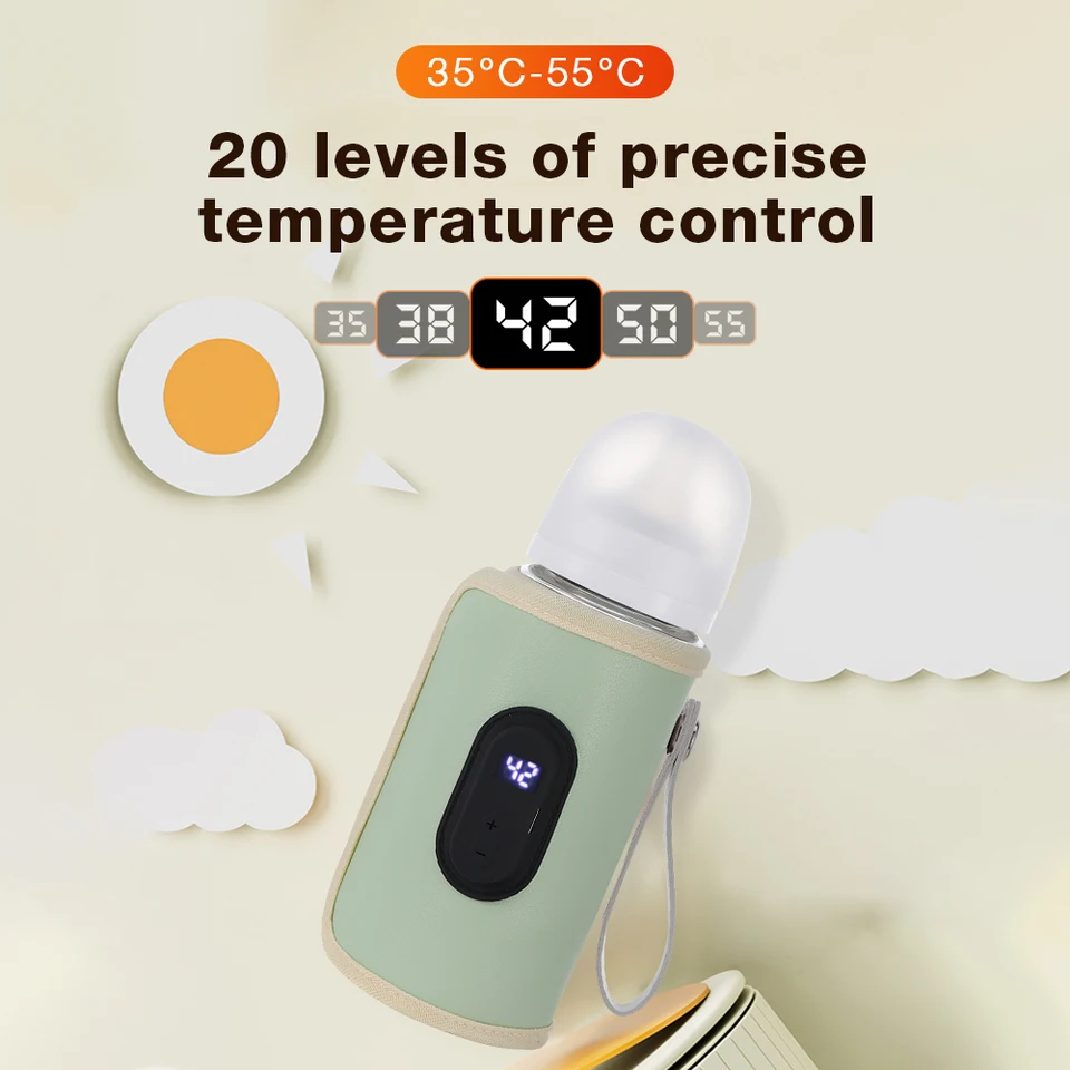 Detská mliečna fľaša na tepelnú tašku Outdoor prenosný prenosný digitálny displej USB Ohrievač pre šálky kŕmenie dieťaťa vrecko na fľašu s mliekom