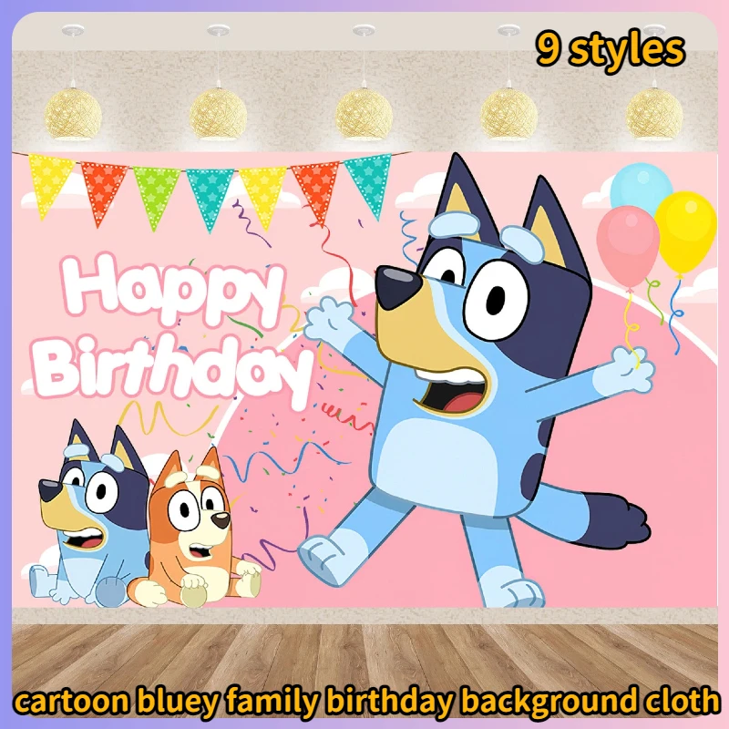 Detská narodeninová oslava pozadie Bluey Moose Birthday Barner Banner Anime Bluey Bingo Family 210x180cm Decoration Clot Clot