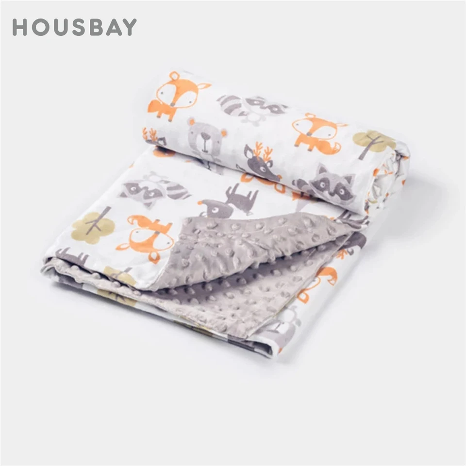 Detská prikrývka 3D dotyková bublina detská podstielka Cozy Fleece Sofa Quilt Stars Fox Print Soft
