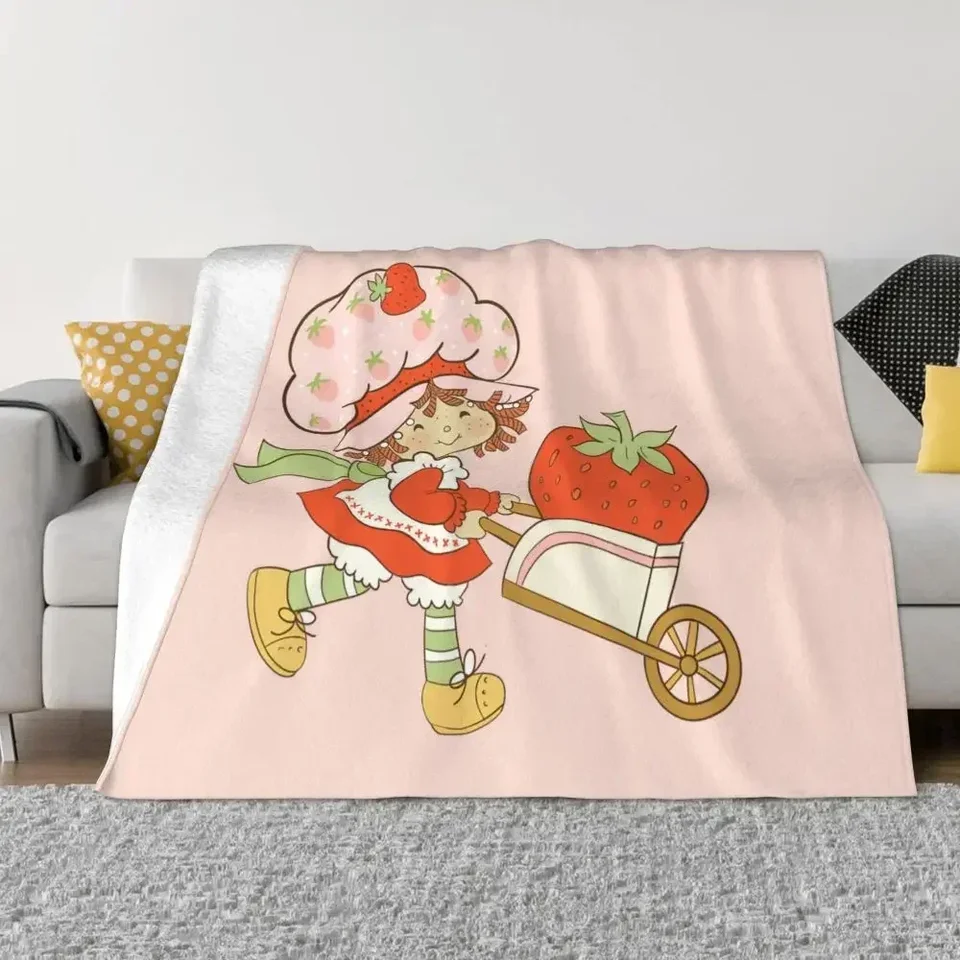 Detská prikrývka Strawberry shortcake karikatúra babes koberec flanel šťastné dievča útulné mäkké fleece postele deti narodeniny darček k narodeninám
