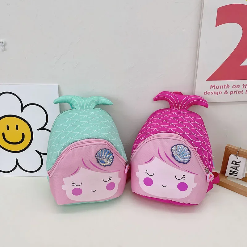 Detská taška Kórejská verzia nylon karikatúra roztomilá morská panna batoh detská materská škola Školská taška Lightweight Malý batoh