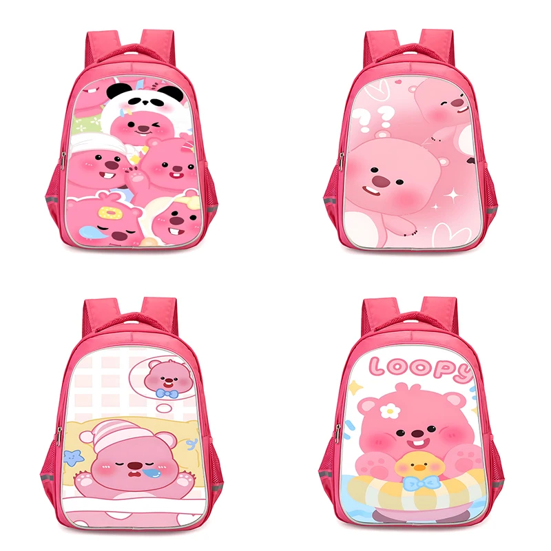 Detské batohy roztomilé anime Pink Loopys Girls Girls Student Birthday Darčekové tašky Kemping odolné