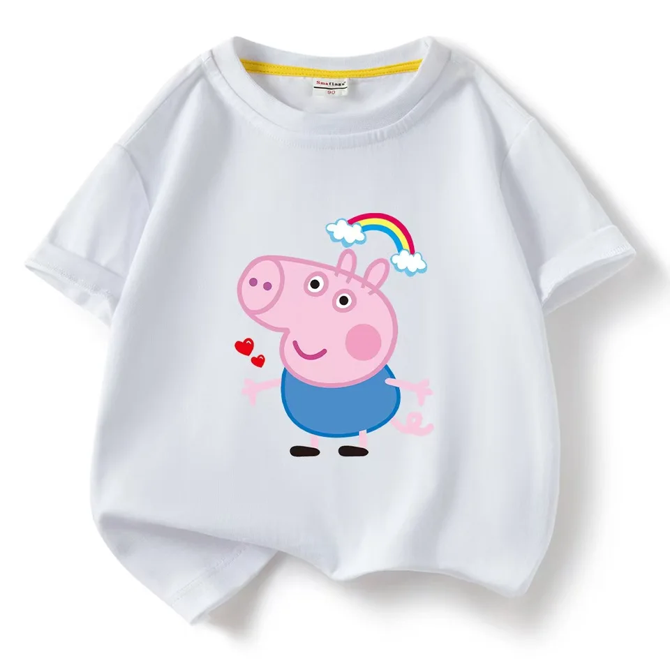 Detské bavlnené tričko s krátkym rukávom Peppa Pig s Top Piggy George Boys and Girls vynikajúce oblečenie
