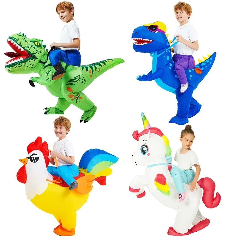 Detské deti maskot dinosaurus nafukovacie kostýmy jednorože