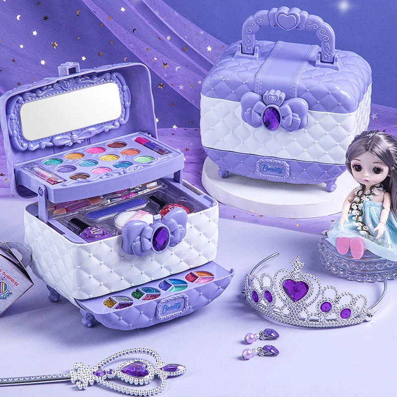 Detské dievča princezná make -up kozmetika herné boxy hračky na hračku rúž na očné tiene bezpečné deti, ktoré nie sú toxické hračky narodeniny darček