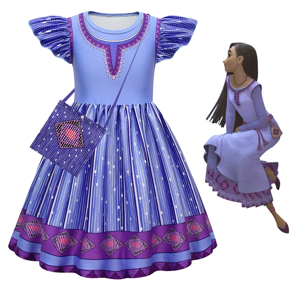 Detské dievčatá film Anime karikatúra Purple princezná Rufle Dress Bag outfit vianočná rola hra halloween cosplay kostým