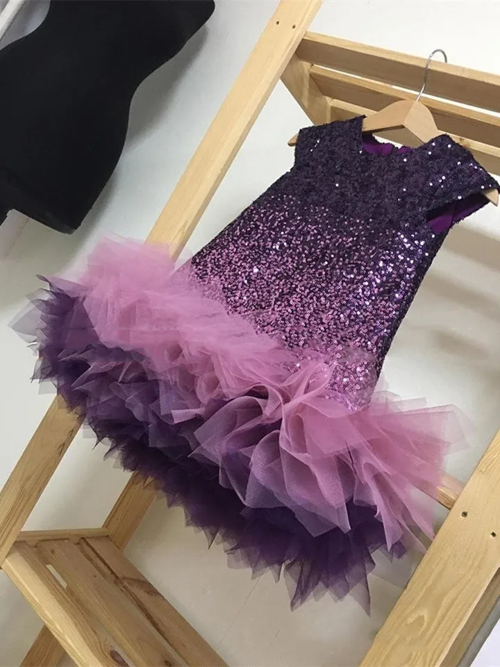 Detské dievčenské flitrované šaty Littl Girls Dievčatá bez rukávov Patchwork Tutu sa šaty detské svadobné hostiny jednodielne frock dojčenské vesty Vestidos