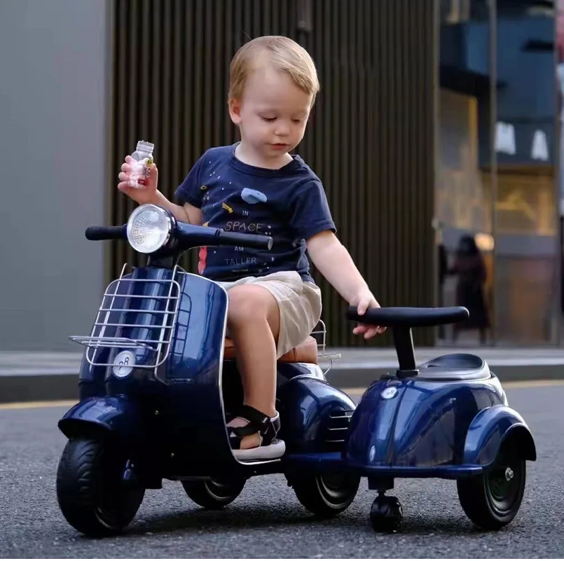 Detské elektrické autá chlapci a dievčatá detská trojkolka Nabíjateľné diaľkové ovládanie hračky HUDBA Dvojitá detská elektrická motocykel