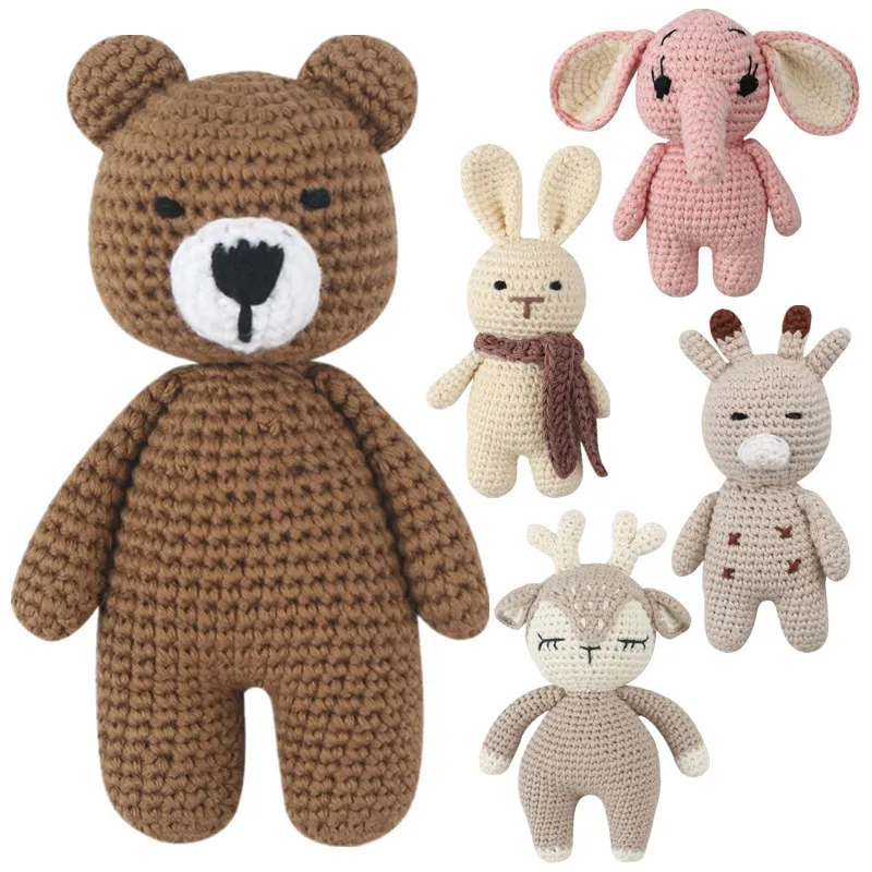 Detské háčkované pľavené zajačiky hračky Soft Cotton Pleted Plush Rabbit Mini Cuddle pre novorodencov