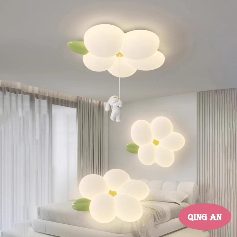 Detské izby pre okvetné lístky Kvetiny stropné lampy Cute Rabbit Flower Lamp