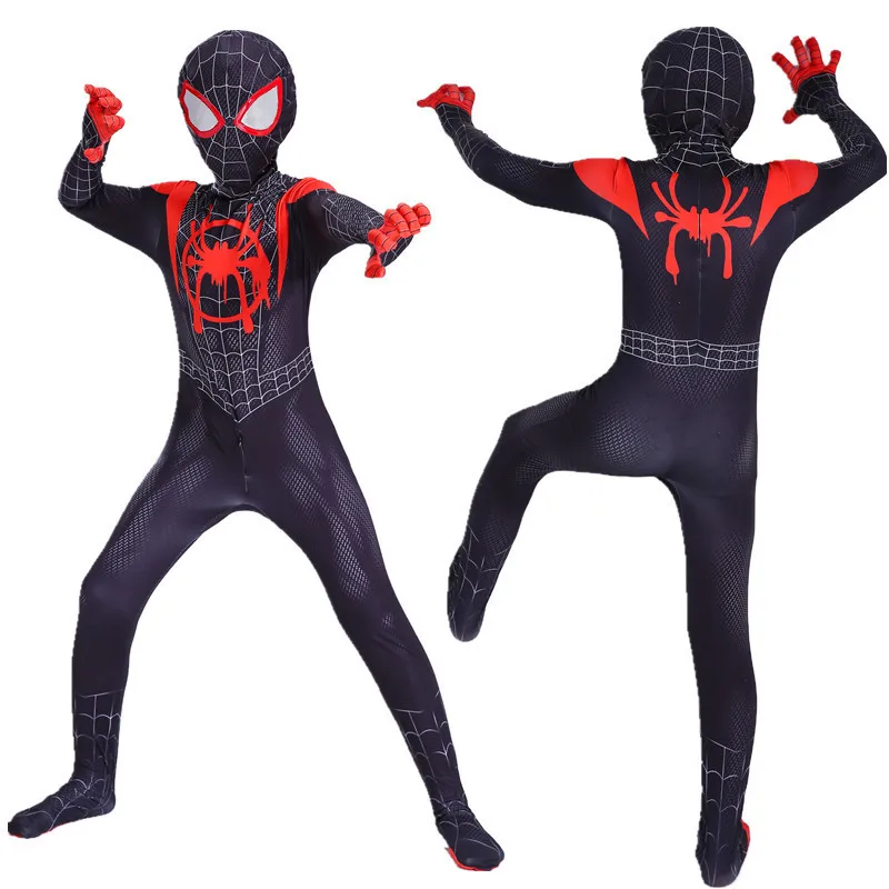 Detské kostýmy Spiderman Superhrdina Miles Spider Man Cosplay kombinézy kombinézy zentai spúšťacie halloween kostýmy pre deti dospelých