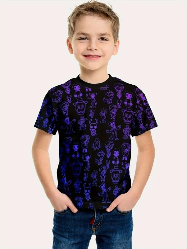 Detské krátke rukávy Tops Detské tričko Top košele T-Shirty 2024 Kids Spring Clothing Clothing Kórejský letný rukáv Chlapec dieťa