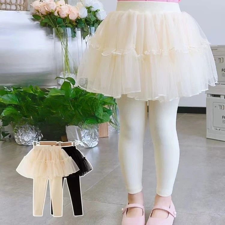 Detské legíny Dve falošné culottes for Kids Mesh Girls 'nohavice sukne pre dievčatko oblečenie legíny pre dievčatá 2 až 7 rokov