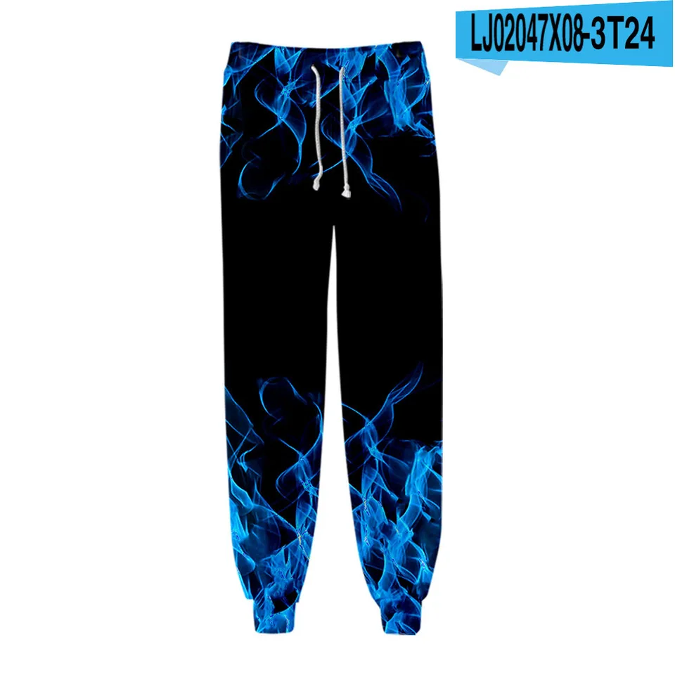 Detské nohavice 3D tlače viacfarebné plamene Streetwear Boys Dievčatá unisex módne joggers