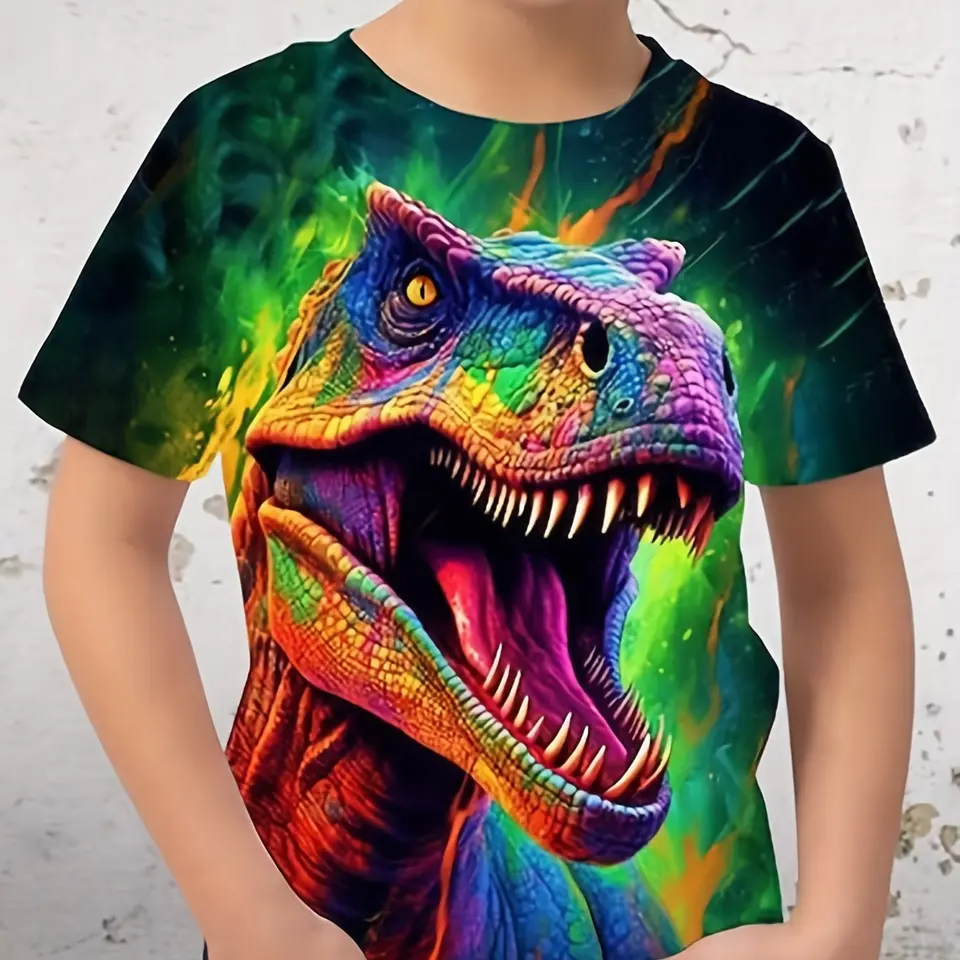 Detské oblečenie chlapci Trh tričko s krátkym rukávom Detské tričko 3D dinosaurus tlač príležitostné deti letné oblečenie Dievčatá oblečenie Tops Tee