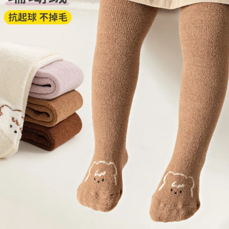 detské pančuchy Coral Velvet plus zamat Polded Pantyhose Pantyhose Jeseň a zimné detské legíny legíny